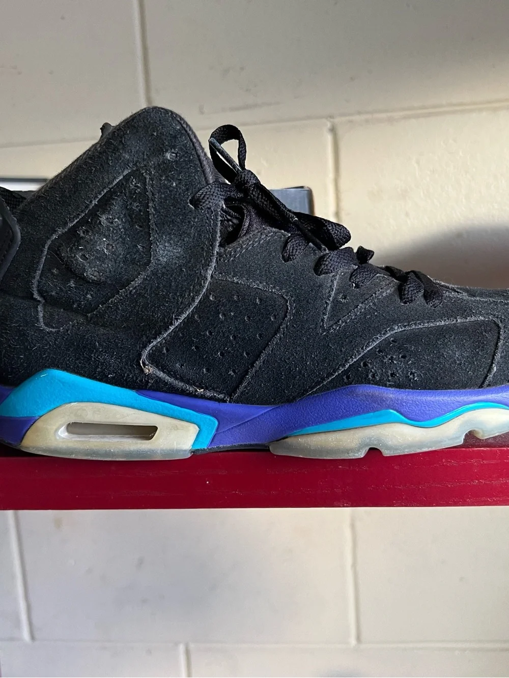 Jordan Kids Black and Purple Suede High-Top Sneakers